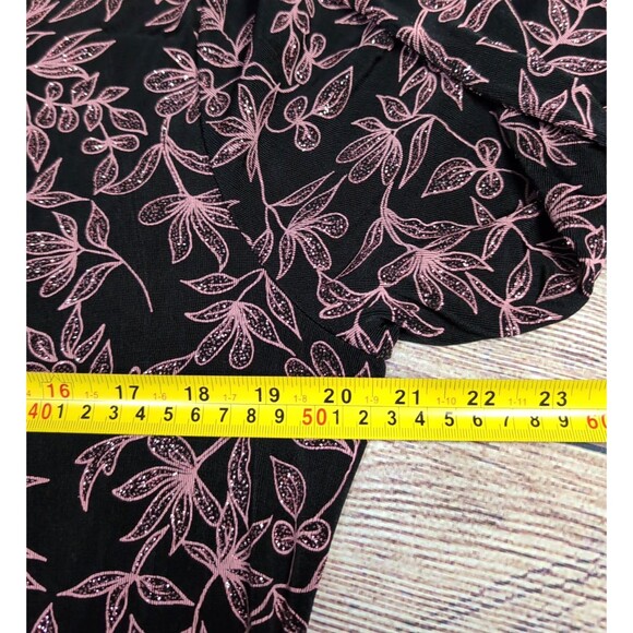 Connected Apparel Black Metallic Pink Sparkle Liquid Knit Top Size XL Festive - Picture 5 of 13